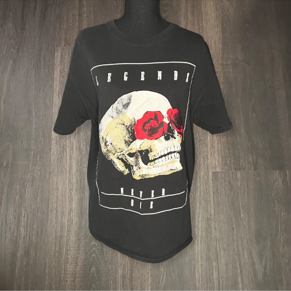 Legends‎ Never Die Skull Graphic T-Shirt Black Tee